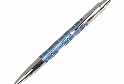 John Lewis Checker Ballpoint Pen, Blue/Chrome