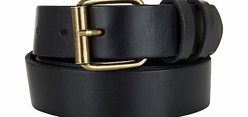 John Lewis Classic Smooth Leather Jeans Belt, Navy
