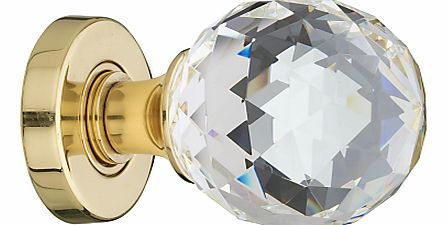 John Lewis Crystal Mortice Knobs, Pack of 2, Brass