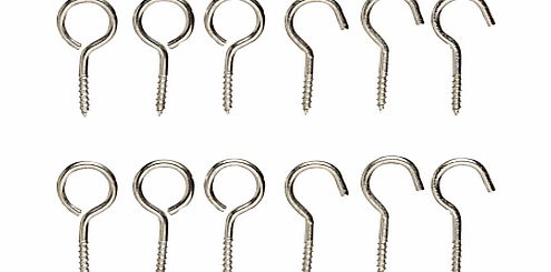 John Lewis Curtain Wire Hooks and Eyes, Pack of