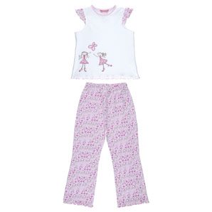 John Lewis Dancer Pyjamas- White and Pink- 3-4 Years