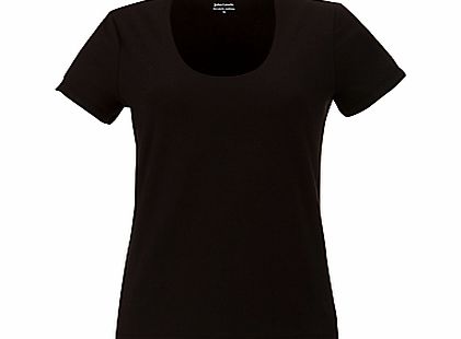 John Lewis Double Layer Scooped Neck Top, Black