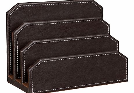 John Lewis Faux Leather Letter Holder, Brown