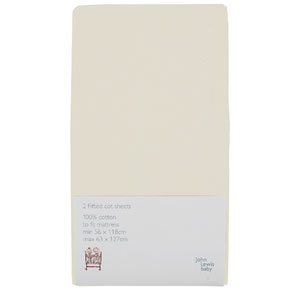 john lewis Fitted Cot Sheet, Pack of 2, Cream