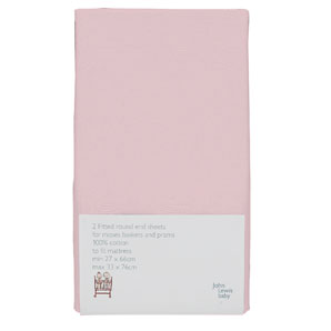 Fitted Moses Basket Sheet, Pack of 2, Pink