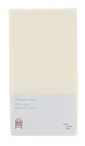 john lewis Flat Pram Sheet, Pack of 2, Cream