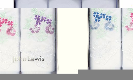 John Lewis Flower Embroidered Handkerchiefs,
