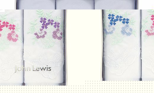 John Lewis Flower Embroidered Handkerchiefs,