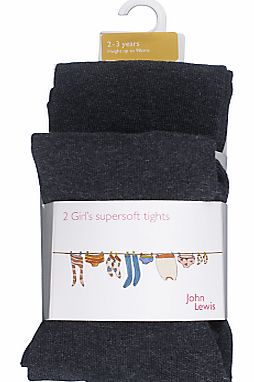 John Lewis Girl Cotton Tights, Pack of 2,