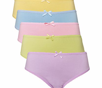 John Lewis Girl Pastel Briefs, Pack of 5, Multi