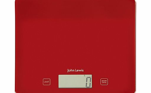 John Lewis Glass Digital Kitchen Scale, 5kg, Red