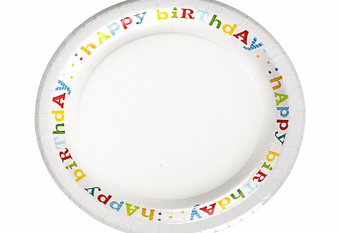 John Lewis Happy Birthday Paper Plates, Pack of 8