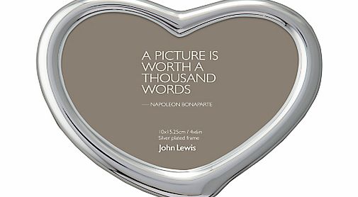 John Lewis Heart Photo Frame, Silver Plated, 4 x