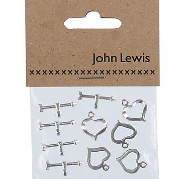 John Lewis Heart Toggles, Pack of 5, Silver Plated