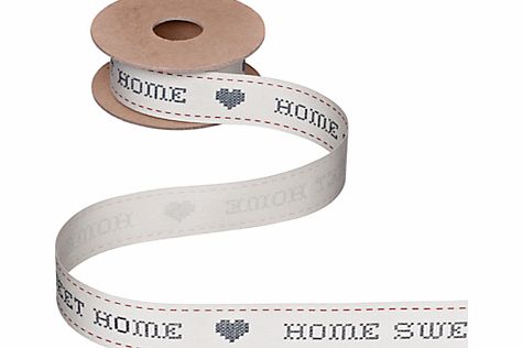 John Lewis Home Sweet Home Ribbon, 5m, Black and