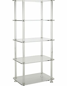John Lewis Ice 5 Tier Bookcase, Clear