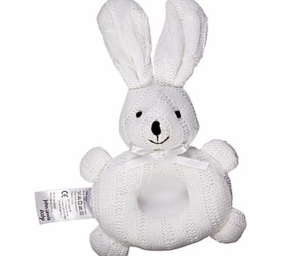 John Lewis Knitted Rabbit Rattle, White