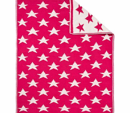 John Lewis Knitted Star Pram Baby Blanket, Fuchsia