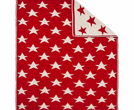 John Lewis Knitted Star Pram Blanket, Red