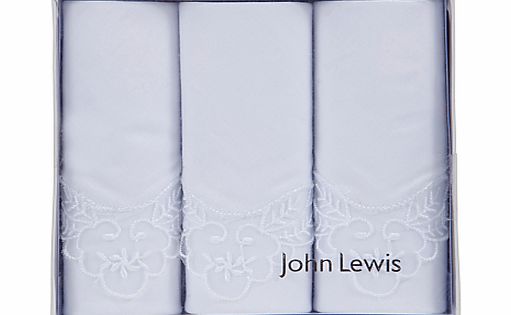 John Lewis Lace Edge Detail Handkerchiefs, Pack