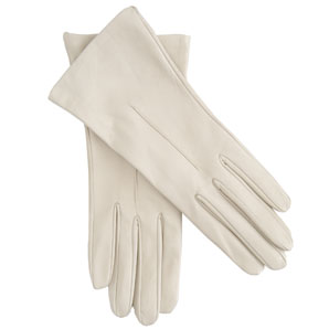 John Lewis Leather Gloves, Parchment, Size 7H/Large