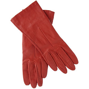 John Lewis Leather Gloves, Red, Size 6H/Small