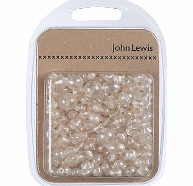 John Lewis Lustre Glass Beads Mix, 100g, Clear