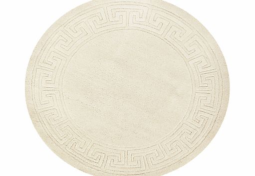 Madras Greek Key Rug, Cream, Dia.150cm