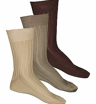 John Lewis Mercerised Cotton Socks, Pack of 3,