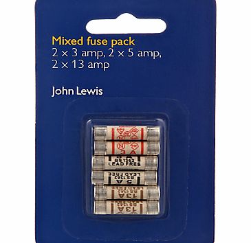 John Lewis Mixed Fuses Pack, Pack of 6