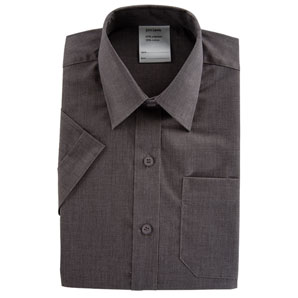 John Lewis Non-Iron Short-Sleeved Shirt- Grey- Collar 13 (33cm)- Pack of 2
