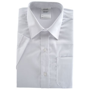 John Lewis Non-Iron Short-Sleeved Shirt- White- Collar 14 (36cm)- Pack of 2