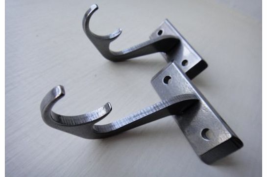John Lewis Pair of Polished Steel Passing Brackets to fit 19mm curtain poles.
