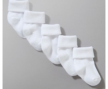 Roll Top Socks, Pack of 5, White