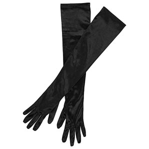John Lewis Satin Long Evening Gloves, Black