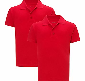 John Lewis School Polo Shirts, Pack of 2, Red