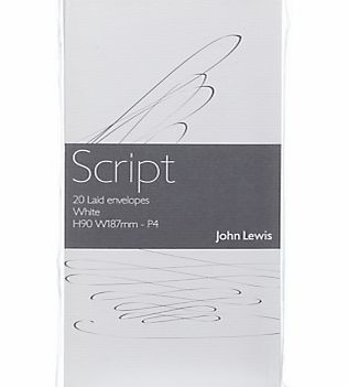 John Lewis Script Envelopes, White, Pack of 20