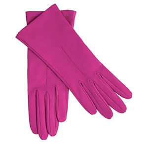 John Lewis Silk Lined Leather Gloves, Pink, Size 7 (Medium)