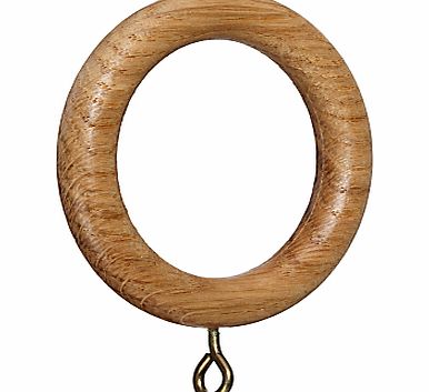 Solid Oak Curtain Rings, Pack of 6,