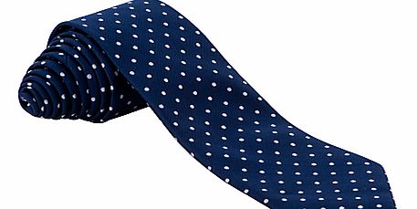 John Lewis Spotted Navy Tie, White