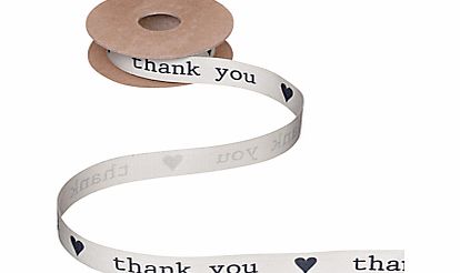 John Lewis Thank You Ribbon, Cream/Blue, 5m