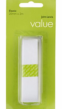 John Lewis The Basics 20mm Elastic, White
