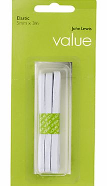 John Lewis The Basics 5mm Elastic, White