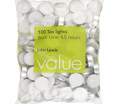 John Lewis The Basics Tealights, Bag of 100