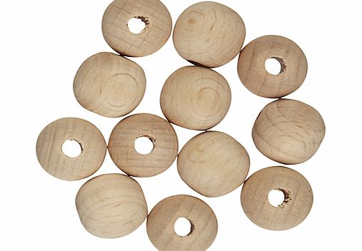 John Lewis Wooden Beads, Pack of 12, Beech
