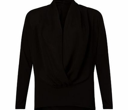 John Zack Black Drape Front Wrap Blouse 3415918