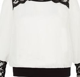 John Zack Cream Lace Trim Blouse 3463679