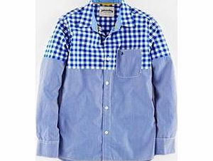 Johnnie  b Laundered Shirt, Blue Gingham/Stripe,Navy Breton