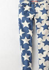 Printed Skinny Jeans, Ecru/Denim Blue Abstract