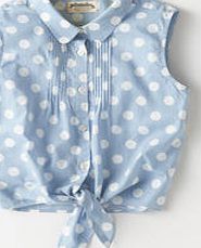 Johnnie  b Tie Front Shirt, Light Blue Spot 33921123